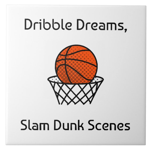 Dribble Drömmar, Slam Dunk Scener Basketball Kakelplatta (Framsidan)