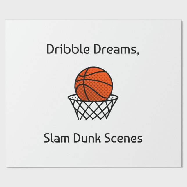 Dribble Drömmar, Slam Dunk Scener Basketball Presentpapper (Platt)