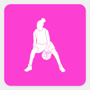 Dribble Silhouette Sticker Rosa Fyrkantigt Klistermärke