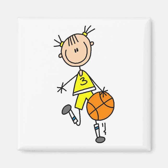 Dribbling Girl Basketball Tshirts och Gifts Magnet (Framsidan)