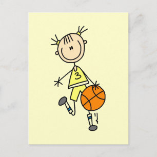Dribbling Girl Basketball Tshirts och Gifts Vykort