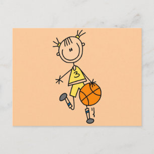 Dribbling Girl Basketball Tshirts och Gifts Vykort