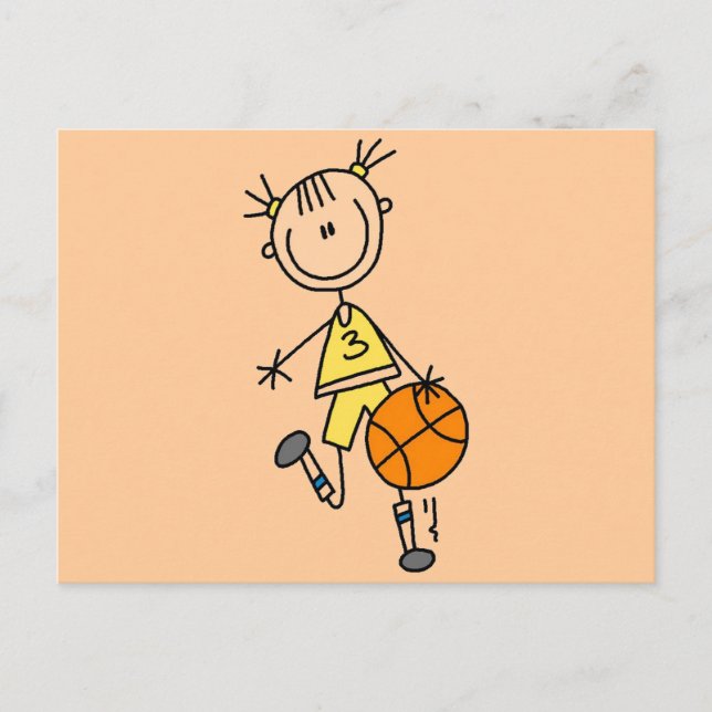 Dribbling Girl Basketball Tshirts och Gifts Vykort (Framsida)