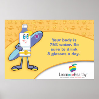 Drick 8 glas Vatten per dag Poster