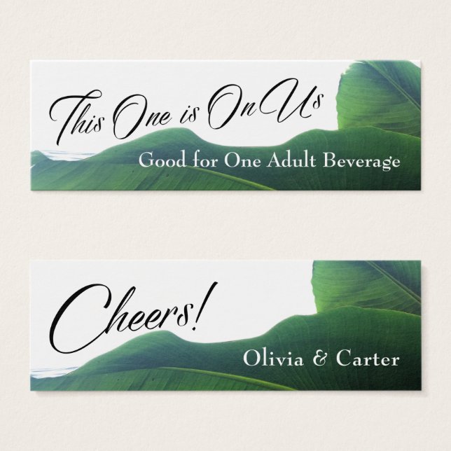 Drick Biljett med den tropiska Grönten Banana Löv (Framsida & baksida)