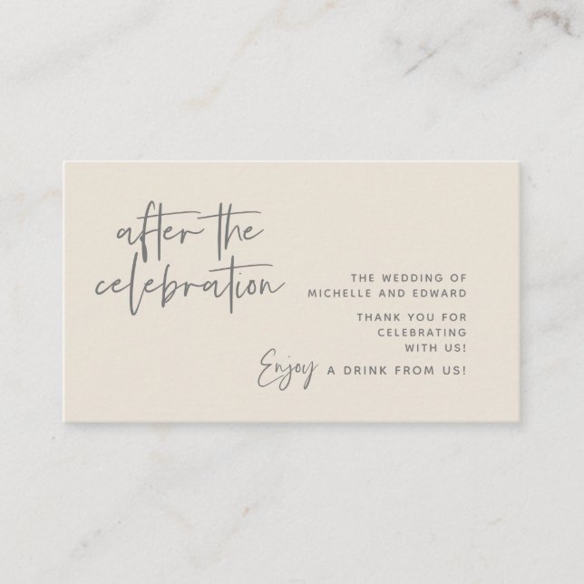 Drick Biljett, Vuxen Beverage Efter firande Tilläggskort (Framsida)