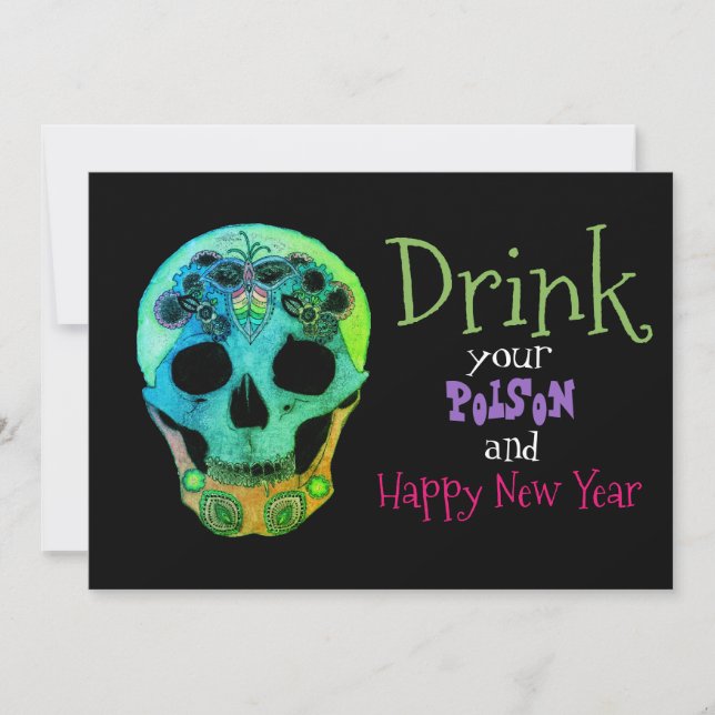 Drick din pott och gott nytt år inbjudan (Framsida)