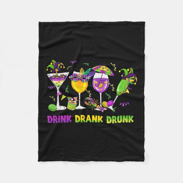 Drick dryck Drunk Funny Drinking Mardi Gras Gl av Fleecefilt (Framsidan)
