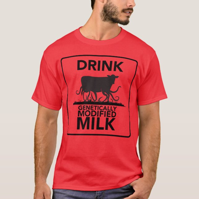 Drick genetiskt modifierad mjölk t shirt (Framsida)