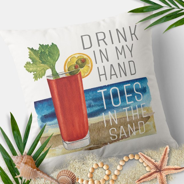 Drick i min hand och citat Nautical Beach Summer V Kudde (Skapare uppladdad)