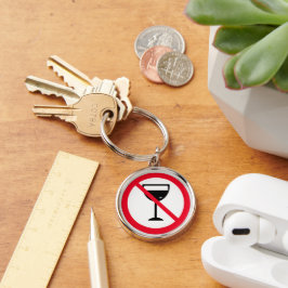 Drick inte alkoholmärket i vin | Nyckelkedja Rund Silverfärgad Nyckelring