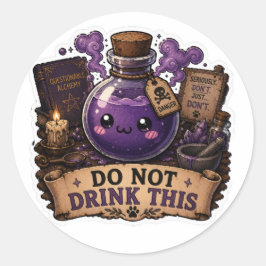 Drick Inte Denna Roliga Fantasy-Ölde Sticker Runt Klistermärke