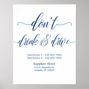 Drick inte & Drive Bröllop logga in i marinblå Poster