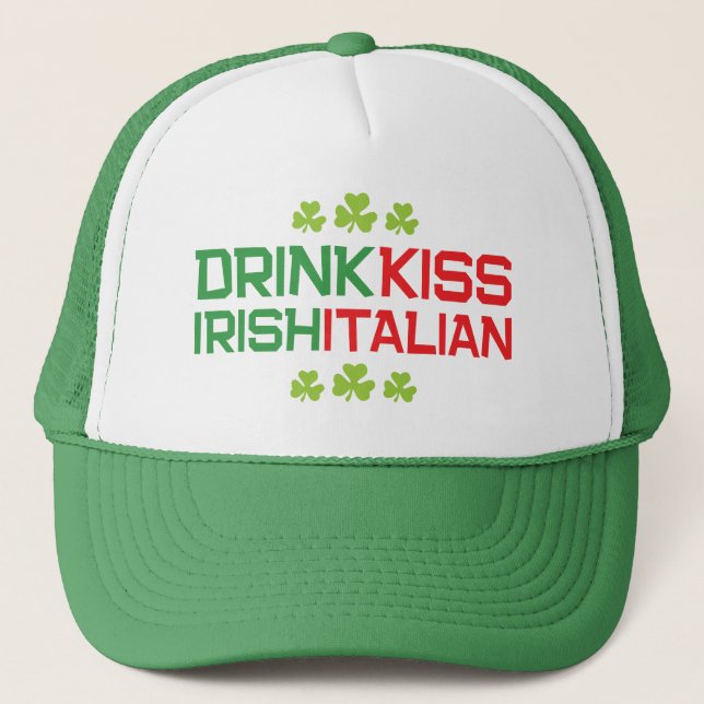 Drick Irish Kiss Italian med Shamrocks St Patrick Keps (Framsida)