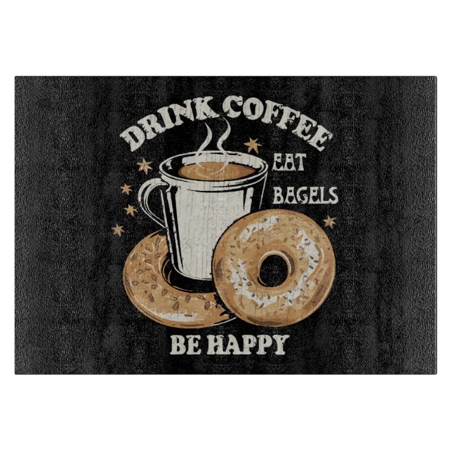 Drick kaffe ät bagels var glad (Framsidan)