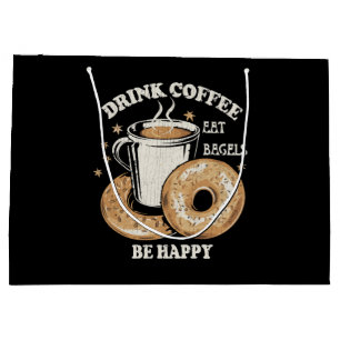 Drick kaffe ät bagels var glad