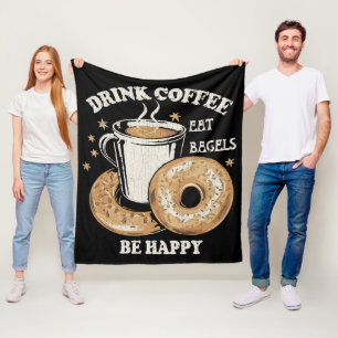 Drick kaffe ät bagels var glad fleecefilt