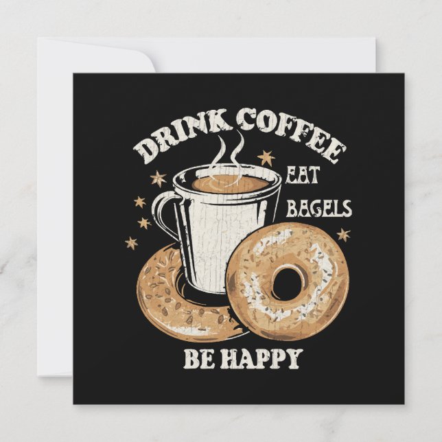 Drick kaffe ät bagels var glad inbjudningar (Framsida)