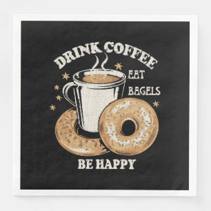 Drick kaffe ät bagels var glad pappersservett