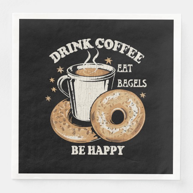 Drick kaffe ät bagels var glad pappersservett (Framsida)