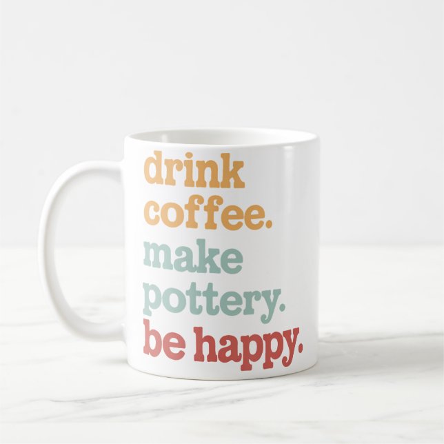 Drick Kaffe Gör Keramik Vara Glad Rolig Keramik Kaffemugg (Vänster)