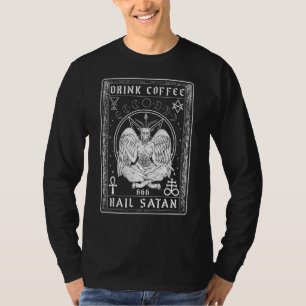 Drick kaffe lovsjung Satan jag sataniskt tarotkort T Shirt