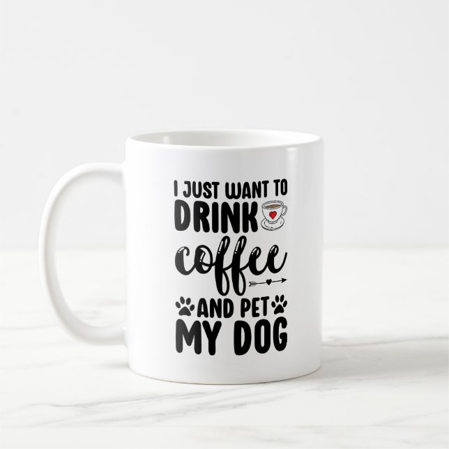 Drick kaffe och ät min Hund Rolig hund Mamma Kaffemugg (Vänster)