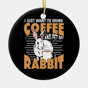 Drick kaffe och ät min kanin julgransprydnad keramik