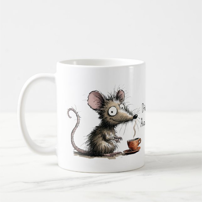 Drick kaffe. Undvik människor. Snygg mus rolig Kaffemugg (Vänster)