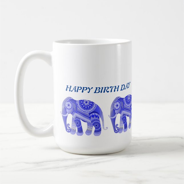 DRICK MED BLÅ COOL ELEFANT KAFFEKOPP (Vänster)