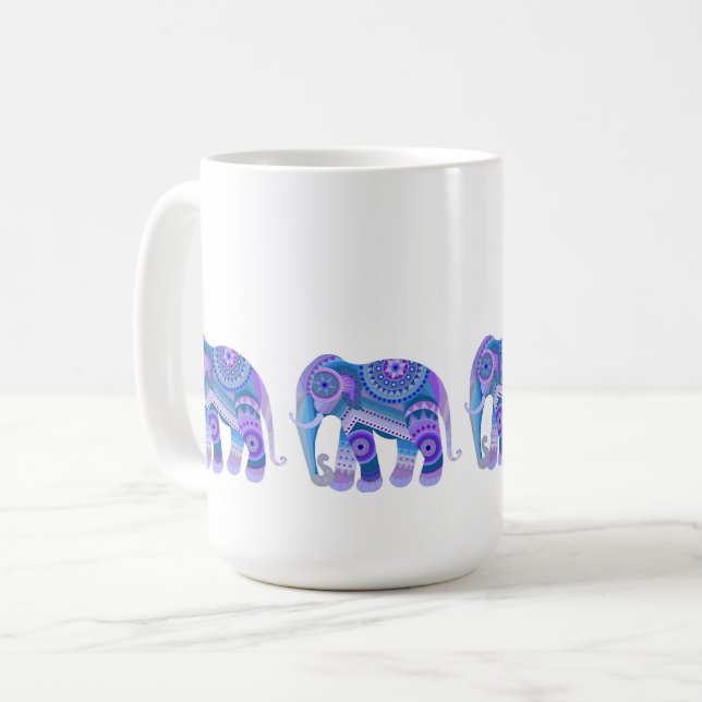 DRICK MED BLÅ COOL ELEFANT KAFFEKOPP (Framsida vänster)