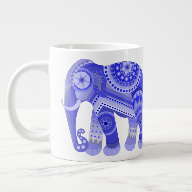 DRICK MED BLÅ COOL ELEFANT KAFFEKOPP JUMBO MUGG (Vänster)