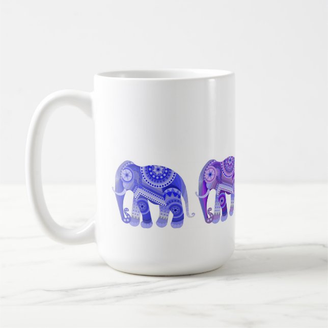 DRICK MED BLÅ COOLA ELEFANTER KAFFEKOPP (Vänster)