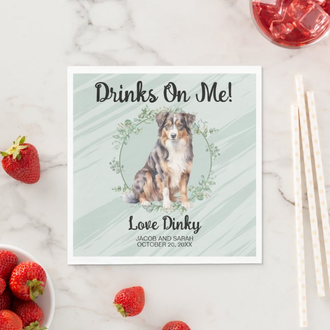Drick mig! Australian shepherd Pet Bröllop Pappersservett (Insitu)