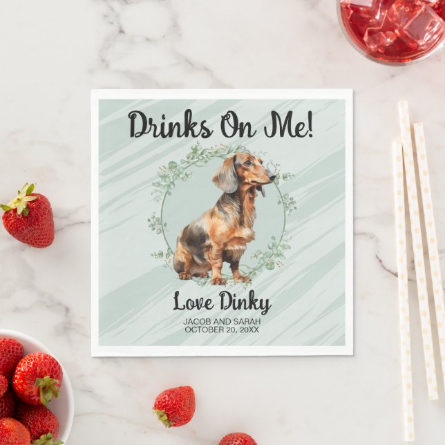 Drick mig! Dachshund Hund Pet Bröllop Pappersservett (Insitu)