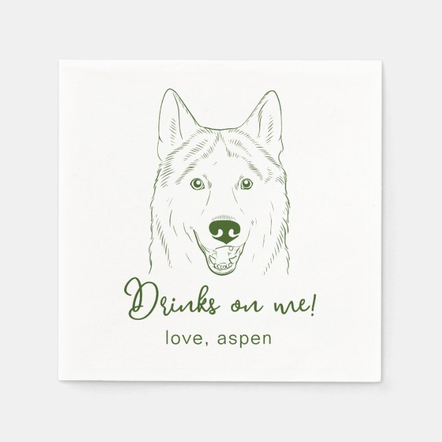 Drick mig! Husky Bröllop Napkins Pappersservett (Framsidan)