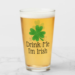 Drick mig Jag är iriska 4 Löv Klöver St. Patrick's Glaskopp