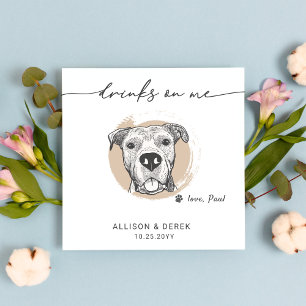 Drick mig Modern Pet Hund Ansikte Artwork Bröllop Pappersservett