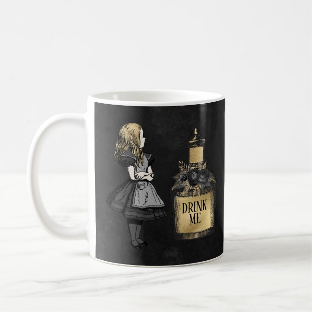 Drick mig svart och guld Alice i Wonderland Kaffemugg (Vänster)