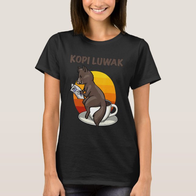 Drick mina Poops Women Coffee Cat kopi luwak Kärle T Shirt (Framsida)