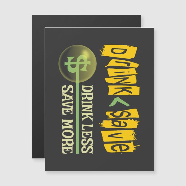 Drick mindre, Spara mer Magnetisk Inbjudningskort (Fram/baksida)