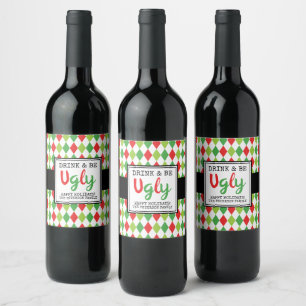 Drick och var ugga Vin-Flaska-etikett Vinflaska Etikett