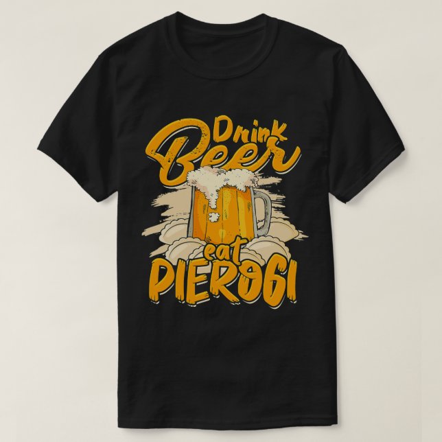 Drick öl ät pierogi Polska Baked Pastry och Bee T Shirt (Design framsida)