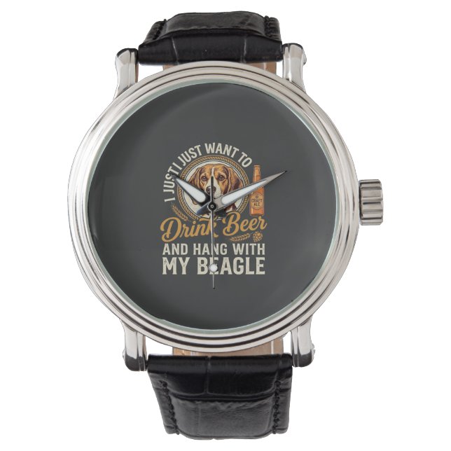 Drick Öl Beagle Hund Hantverksöl Flaska Humle Armbandsur (Framsida)