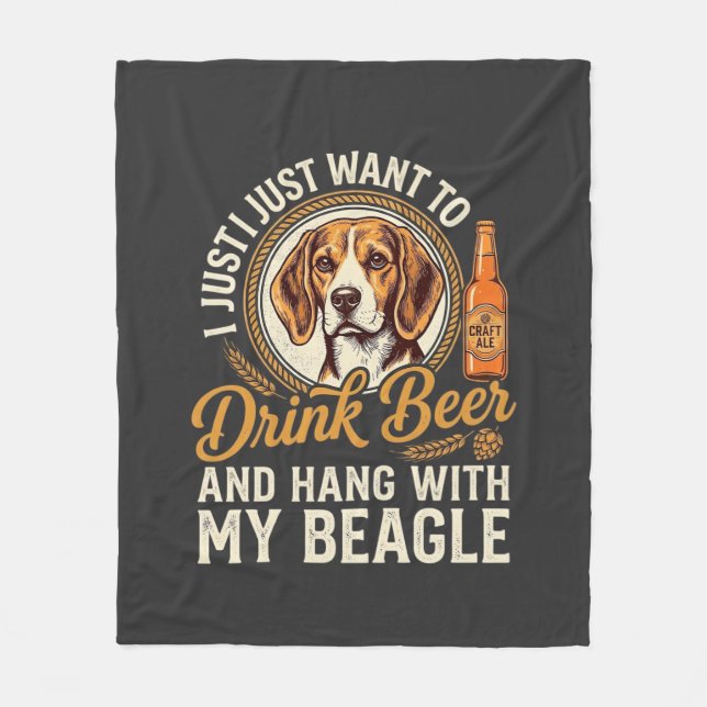 Drick Öl Beagle Hund Hantverksöl Flaska Humle Fleecefilt (Framsidan)