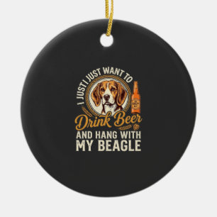 Drick öl Beagle Hund Hantverksöl Flaska Humle Julgransprydnad Keramik