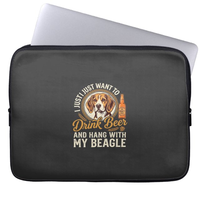 Drick öl Beagle Hund Hantverksöl Flaska Humle Laptop Fodral (Framsidan)