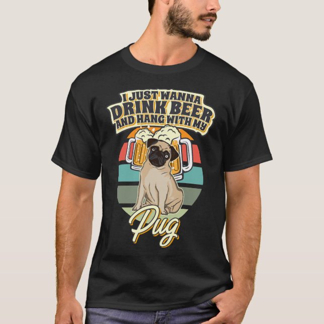 Drick öl och håll med min Pug Classic T-Shirt 10 (Framsida)