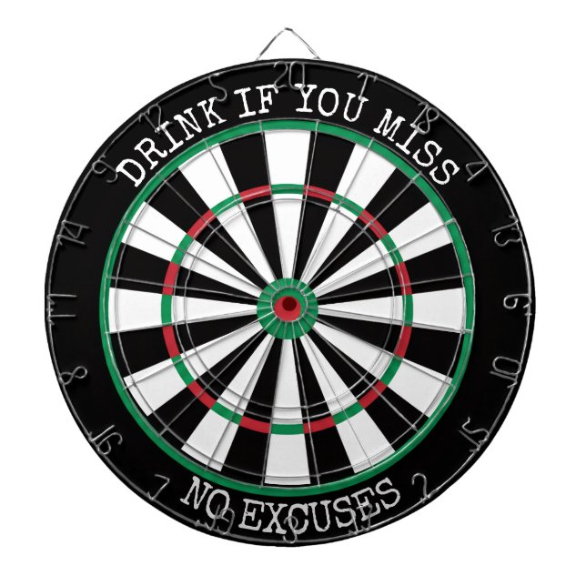 Drick Om Du Missar – Inga Ursäkter Dartboard Darttavla (Framsidan)