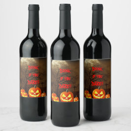 Drick om du törs Halloween Kuslig kyrkogård Vinflaska Etikett